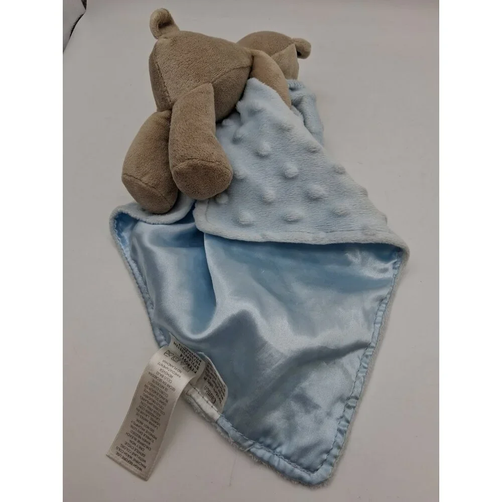 Carters Child of Mine Bear Plush Blue Lovey Minky Dots Rattle Security Blanket - Picture 6 of 7